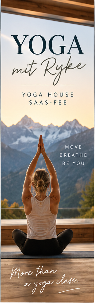 Titelseite: Yoga mit Ryke, Yoga House Saas-Fee